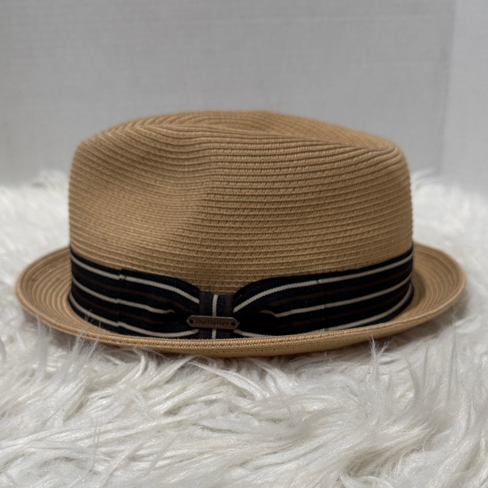 THE HATTER Tan Fedora with Black Striped Band